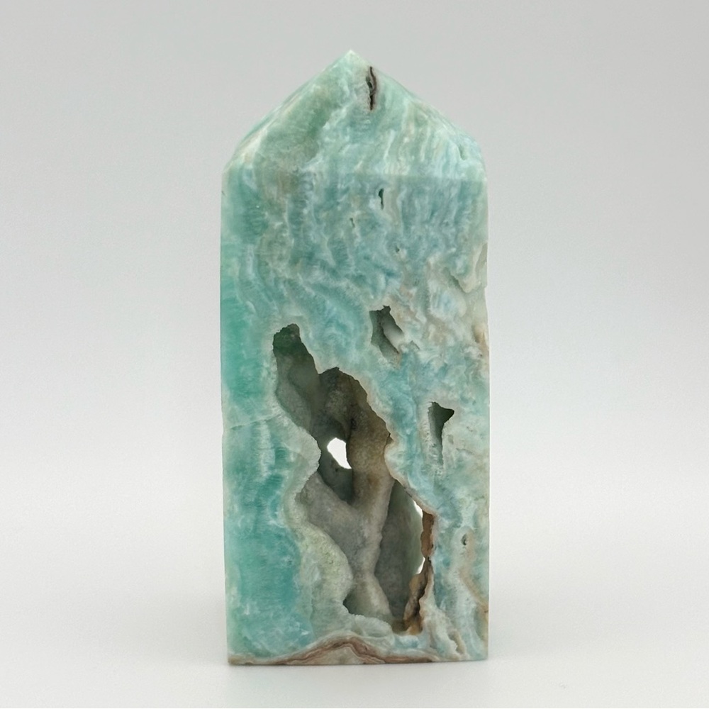 Natural Blue Hemimorphite Aqua Blue Crystal Tower Sparkling Druzy Caves Specimen